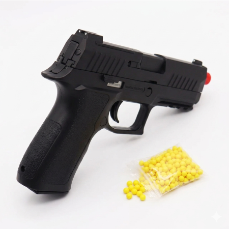 Pistolet à Billes 20 cm avec 18 Billes Incluses – Réplique Ludique Compacte 0,05 Joule – Tir Coup par Coup – Design Réaliste
