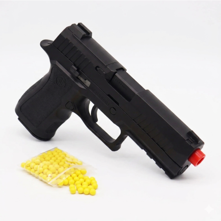 Pistolet à Billes 20 cm avec 18 Billes Incluses – Réplique Ludique Compacte 0,05 Joule – Tir Coup par Coup – Design Réaliste