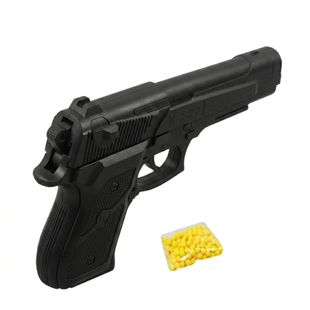 Pistolet à billes 19 cm – Réplique ludique Puissance 0.16 Joule – Tir coup par coup – 18 billes plastiques