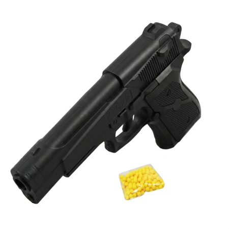 Pistolet à billes 19 cm – Réplique ludique Puissance 0.16 Joule – Tir coup par coup – 18 billes plastiques