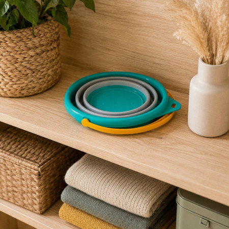 SEAUFLEX - Seau Pliable Coloré Multi Usages 17 cm Compact et Pratique – Seau Souple pour Camping, Jardin, Plage et Rangement