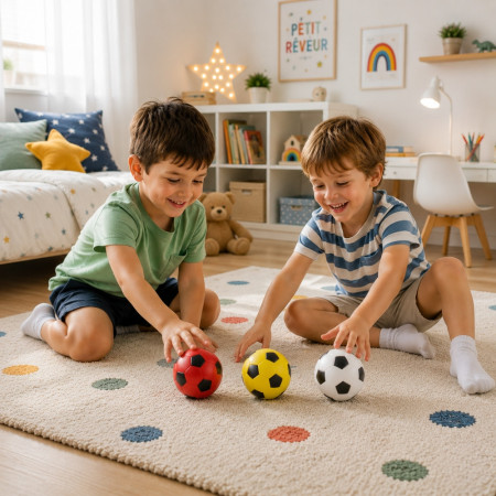 MINIBALL - Set de 3 Mini Ballons de Foot Colorés 10 cm – Ballons Souples pour Enfants, Jeux Extérieur, Plage et Loisirs