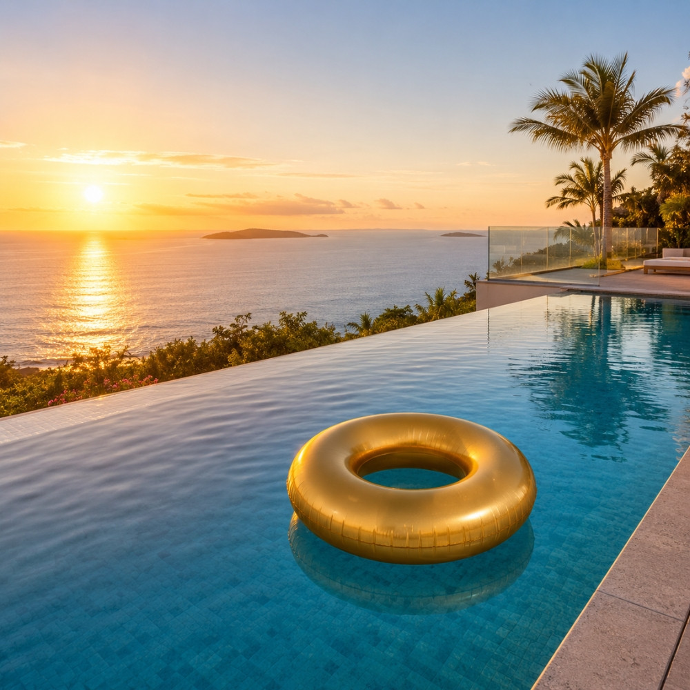 GOLDBUOY - Bouée Ronde Dorée 80 cm Gonflable pour Piscine et Plage – Matelas Flottant Fun pour Été, Vacances et Jeux d’Eau