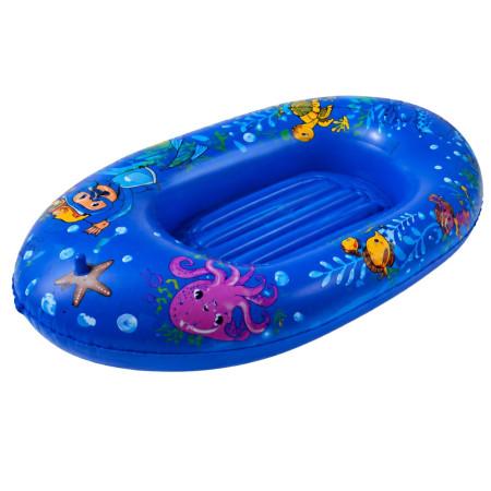BOATBUOY - Bateau Gonflable Bleu 107 cm à Motifs pour Piscine et Plage – Jouet Flottant Enfant pour Jeux d’Eau et Loisirs d’Été