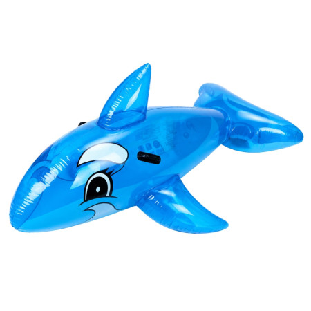 DOLPHBUOY - Dauphin Gonflable Bleu 130 cm avec Poignées pour Piscine et Plage – Matelas Flottant Fun pour Été, Vacances