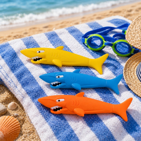 AQUASHARK - Set de 3 Requins Torpilles de Piscine pour Jeux de Plongée – Jouets d’Eau à Lancer pour Piscine 