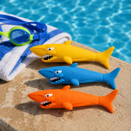 AQUASHARK - Set de 3 Requins Torpilles de Piscine pour Jeux de Plongée – Jouets d’Eau à Lancer pour Piscine 