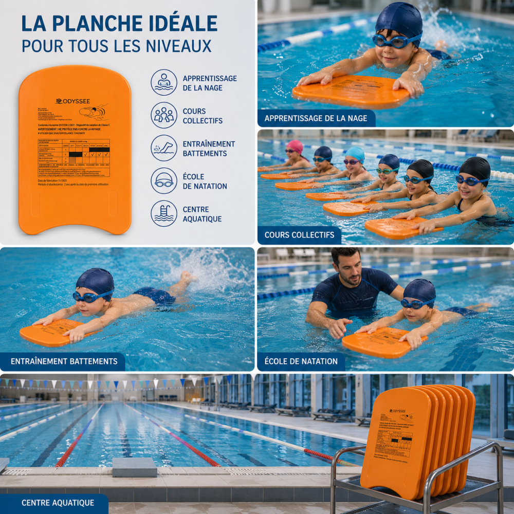 Planche de Natation Enfant 45cm pour Apprentissage de la Nage – Aide à la Flottaison pour Piscine et Initiation Aquatique					