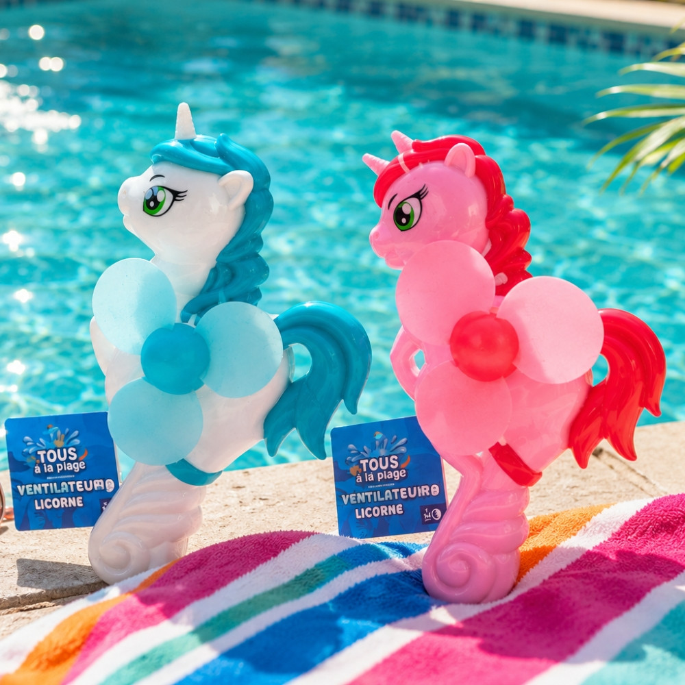 Mini Ventilateur Manuel Licorne 19 cm – Le Compagnon Fraîcheur Magique de l'Été !
