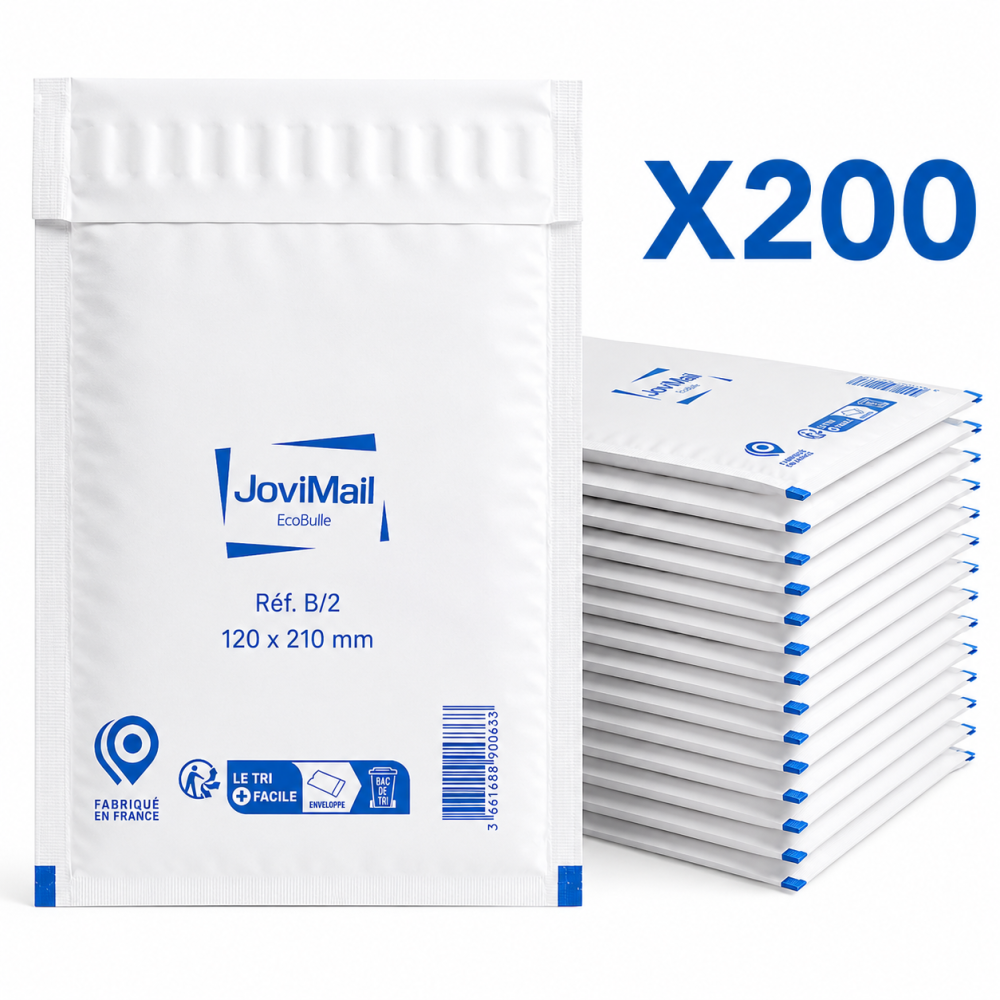 Lot de 200 Enveloppes à Bulles Blanches B/2 120 x 210 mm – Pochettes Matelassées d’Expédition pour Protection et Envoi de Colis