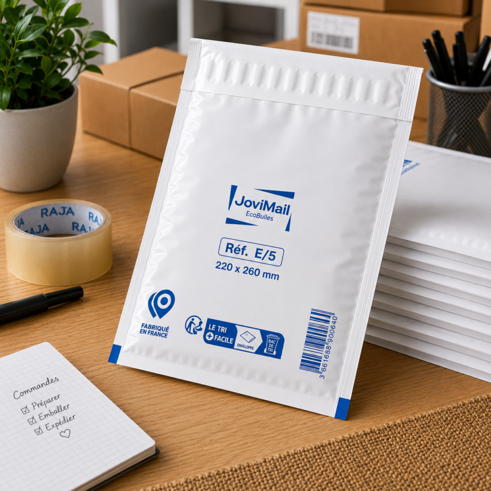 Lot de 100 Enveloppes à Bulles Blanches E/5 220 x 260 mm – Pochettes Matelassées d’Expédition pour Protection et Envoi de Colis