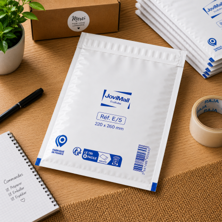 Lot de 100 Enveloppes à Bulles Blanches E/5 220 x 260 mm – Pochettes Matelassées d’Expédition pour Protection et Envoi de Colis
