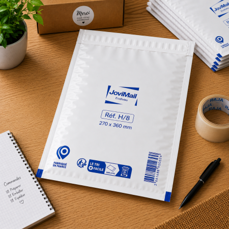 Lot de 100 Enveloppes à Bulles Blanches H/8 270 x 360 mm – Pochettes Matelassées d’Expédition pour Protection et Envoi de Colis