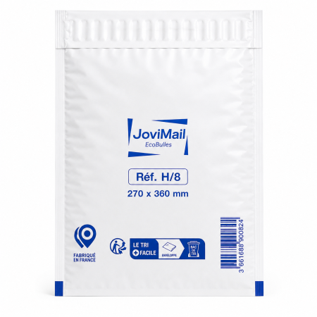 Lot de 100 Enveloppes à Bulles Blanches H/8 270 x 360 mm – Pochettes Matelassées d’Expédition pour Protection et Envoi de Colis