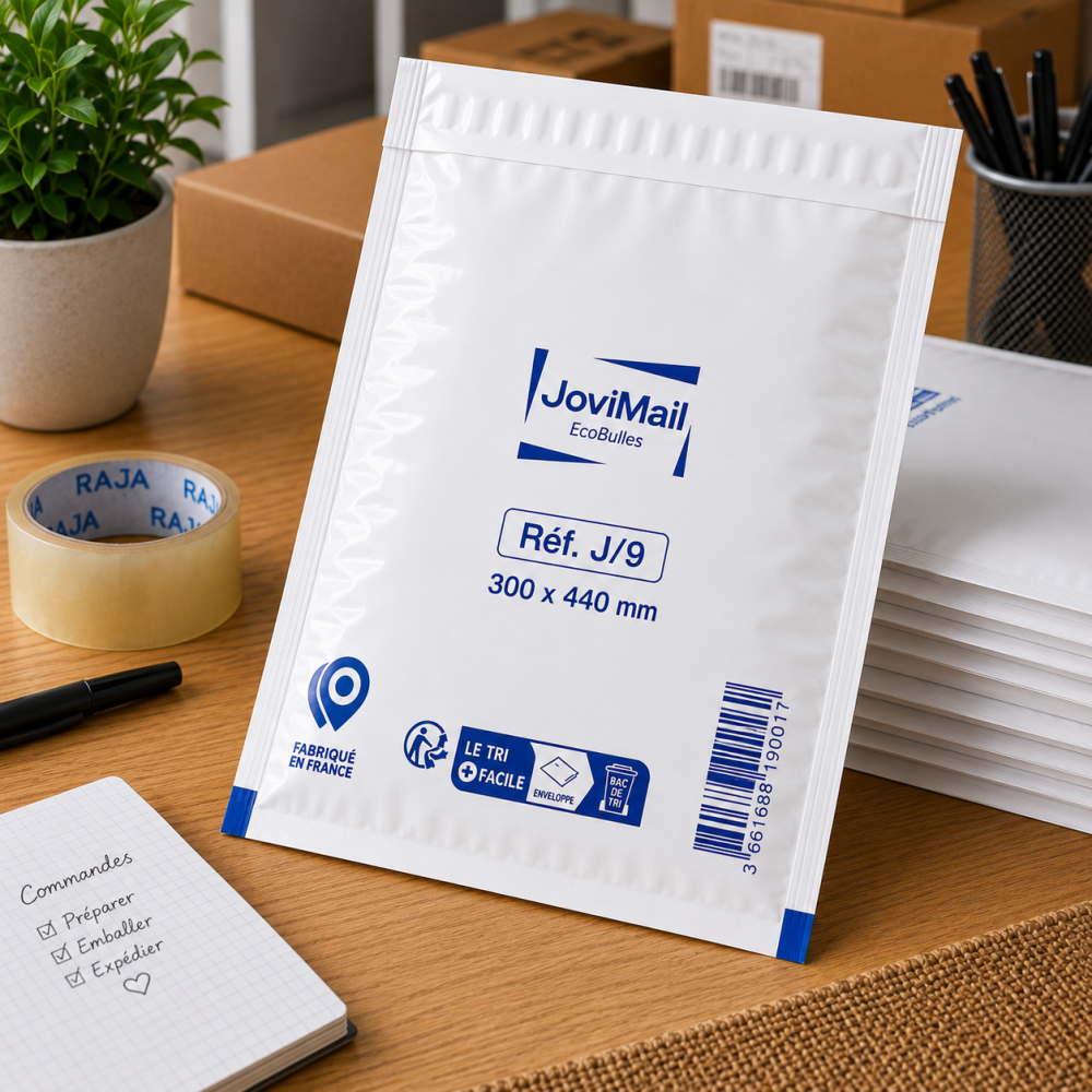 Lot de 50 Enveloppes à Bulles Blanches J/9 300 x 440 mm – Pochettes Matelassées d’Expédition pour Protection et Envoi de Colis