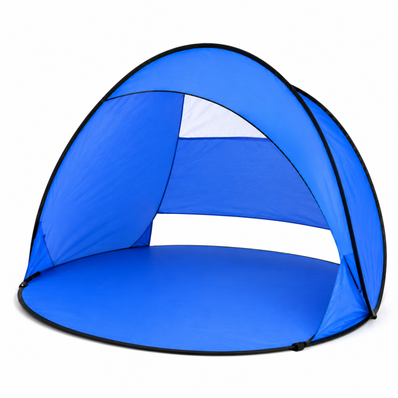 Pare Vent de Plage Pop Up Bleu UPF 50 150 x 85 cm – Abri Pliable Anti UV avec Arceaux Fibre de Verre et Housse