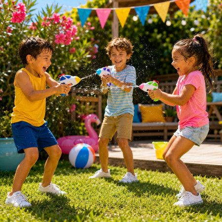 FUTURGUN - Set de 3 Pistolets à Eau Design Futuriste 13 cm Colorés – Jouets d’Eau pour Enfants en Couleur Aléatoire