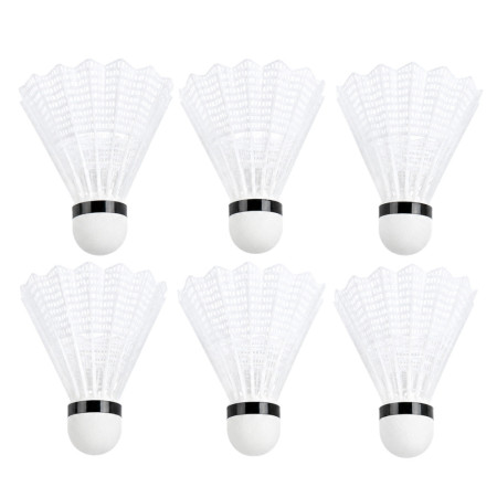 BADVOLANT - Set de 6 Volants de Badminton Blancs 8,5 cm en Plastique et Nylon – Volants Légers pour Entraînement, Loisirs et Jeu