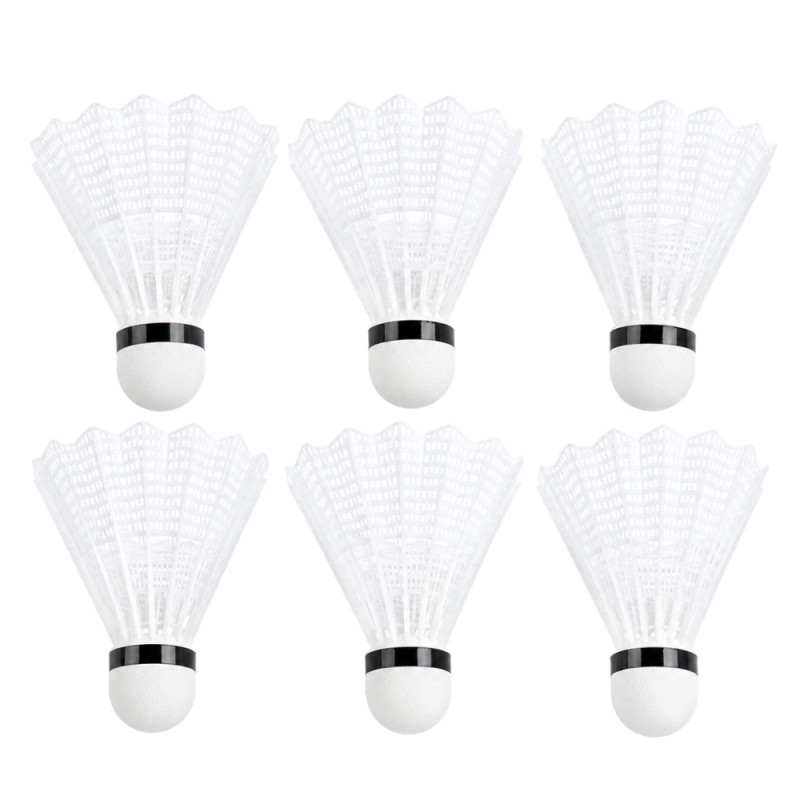 BADVOLANT - Set de 6 Volants de Badminton Blancs 8,5 cm en Plastique et Nylon – Volants Légers pour Entraînement, Loisirs et Jeu