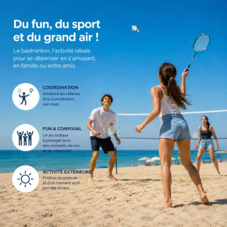 BADVOLANT - Set de 6 Volants de Badminton Blancs 8,5 cm en Plastique et Nylon – Volants Légers pour Entraînement, Loisirs et Jeu
