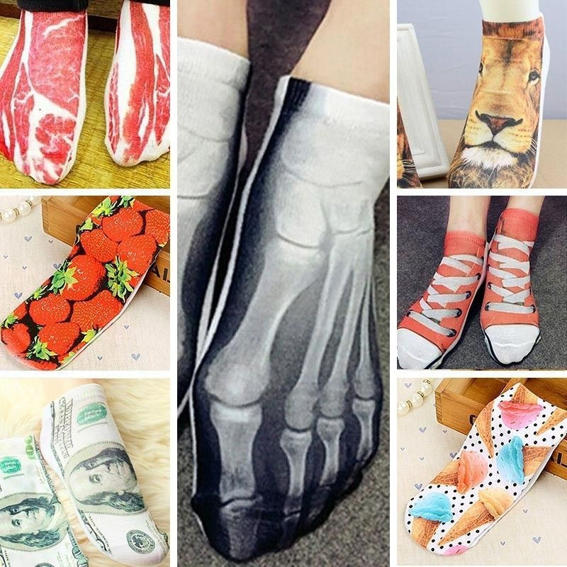 Pack de 7 Chaussettes Socquettes 3D Imprimés Taille Unique - 35 à 42