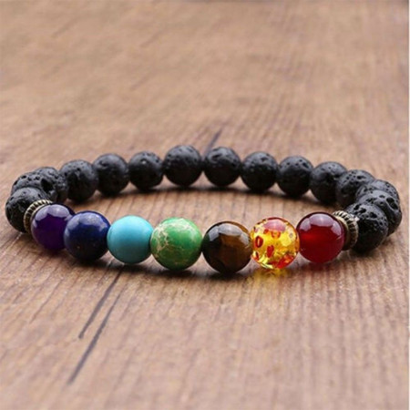 Bracelet 7 Chakras en Pierres de Lave