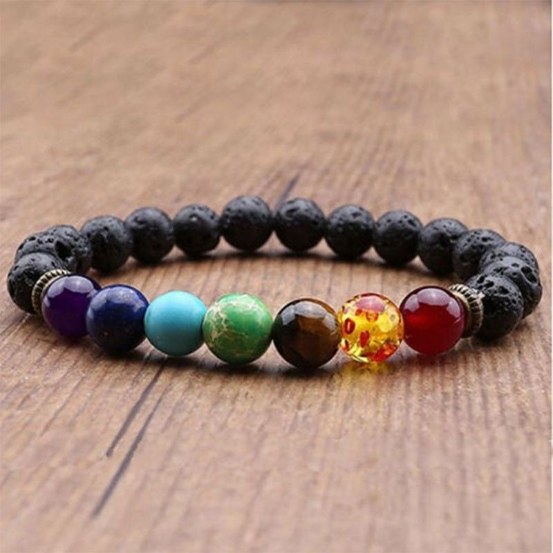 Bracelet 7 Chakras en Pierres de Lave