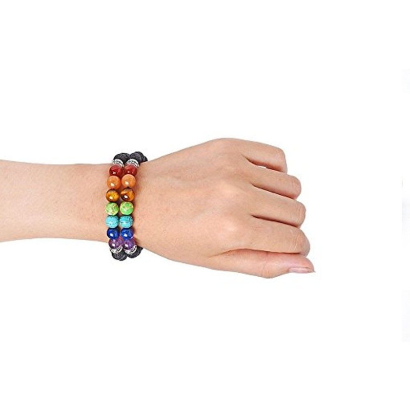 Bracelet 7 Chakras en Pierres de Lave
