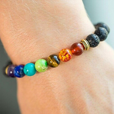 Bracelet 7 Chakras en Pierres de Lave