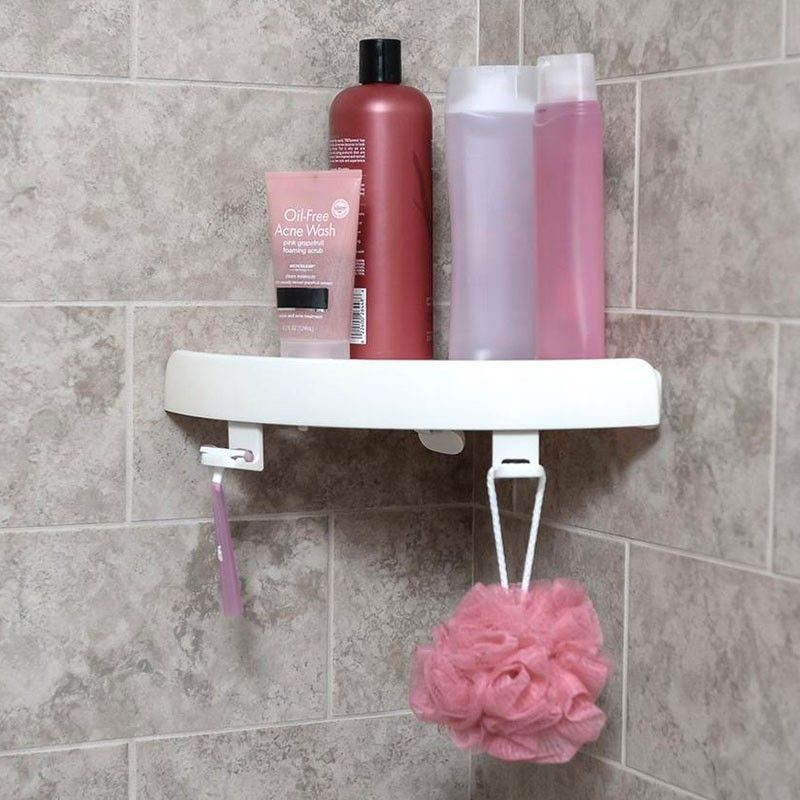 Etagère d'angle avec bouton poussoir sans percer