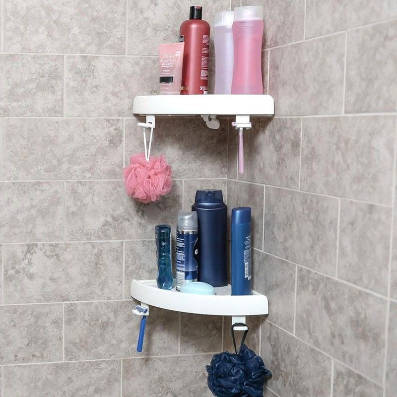 Etagère d'angle avec bouton poussoir sans percer