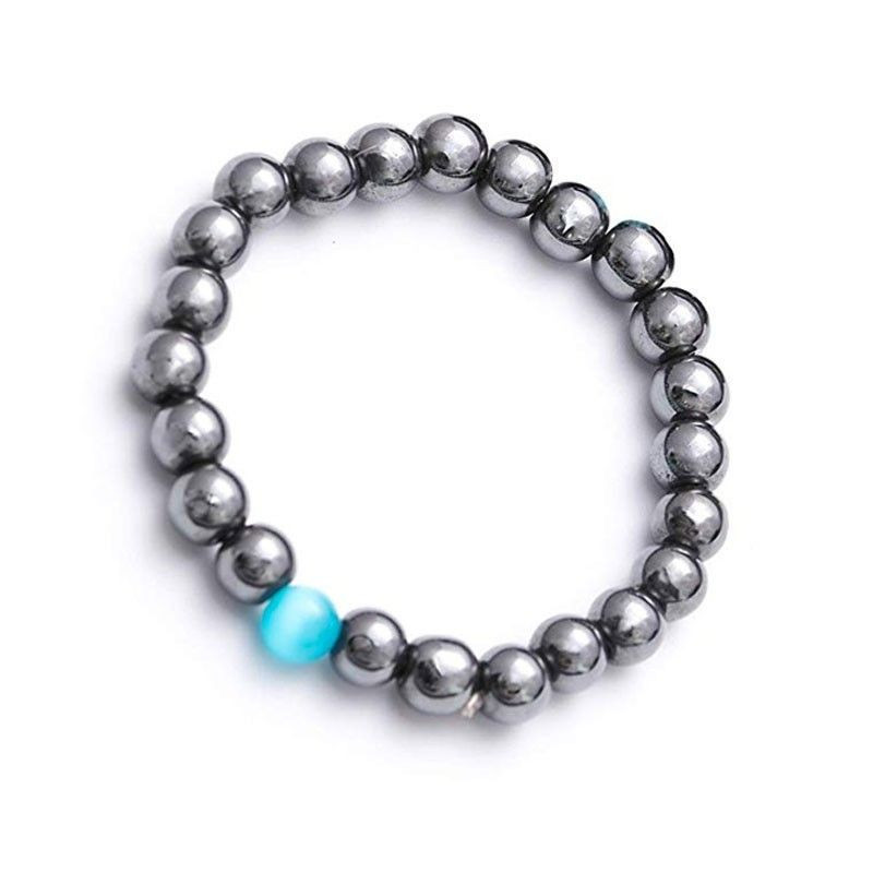 Bracelet minceur hématite avec perle d'Opale bleue