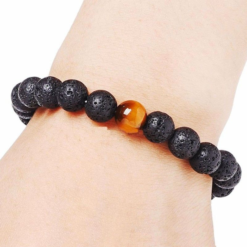 Bracelet diffuseur d'huiles essentielles en pierre de lave