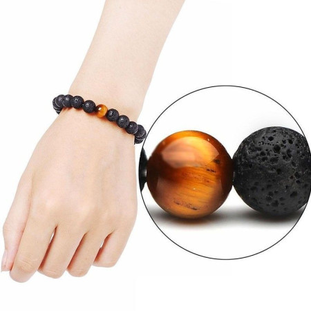 Bracelet diffuseur d'huiles essentielles en pierre de lave