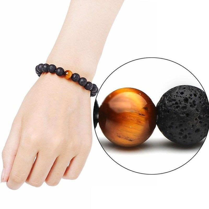 Bracelet diffuseur d'huiles essentielles en pierre de lave