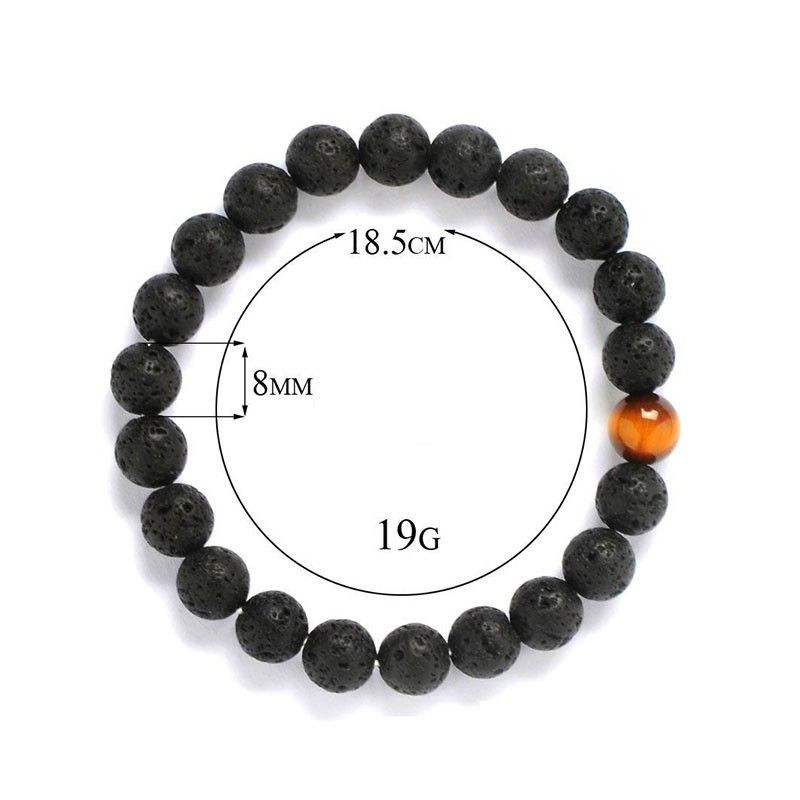 Bracelet diffuseur d'huiles essentielles en pierre de lave