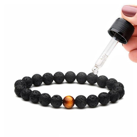 Bracelet diffuseur d'huiles essentielles en pierre de lave