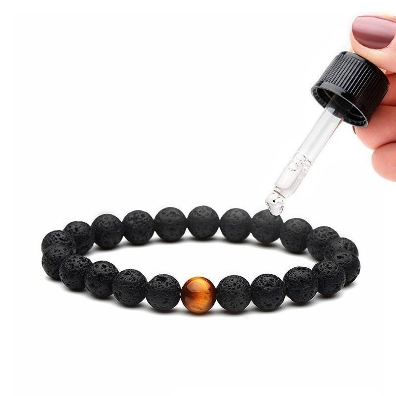 Bracelet diffuseur d'huiles essentielles en pierre de lave