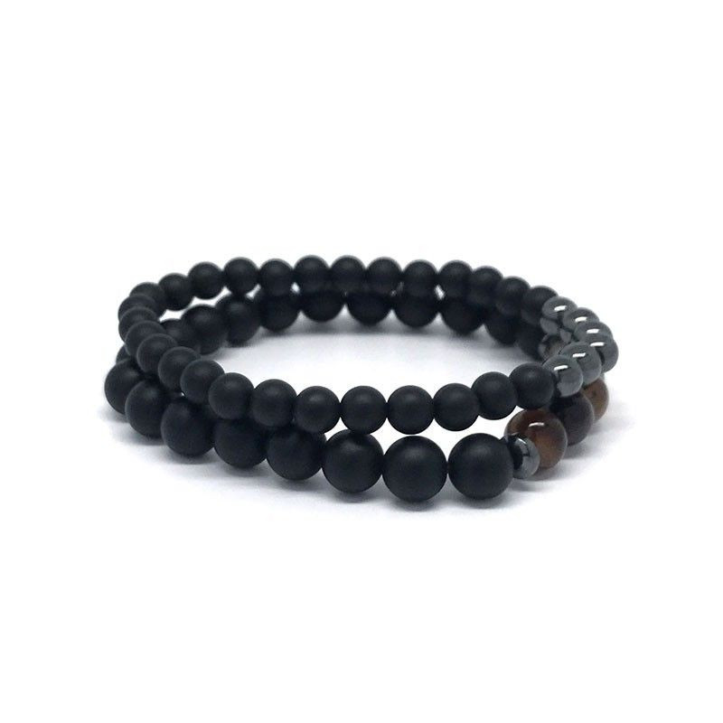 Double Bracelet "Ancrage & Equilibre" en Agate et Hématite