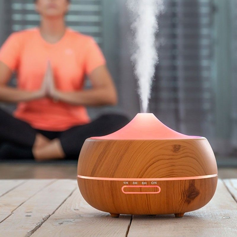 Humidificateur Diffuseur d'Arômes avec LED et Effet Bois