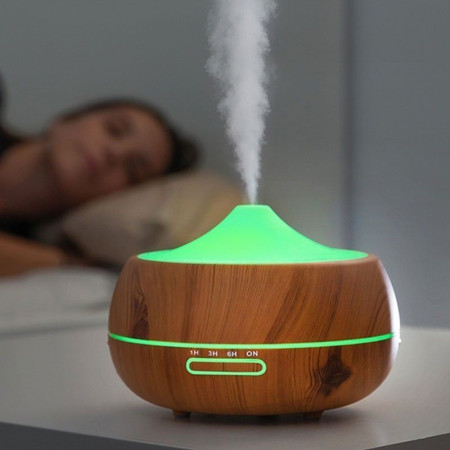Humidificateur Diffuseur d'Arômes avec LED et Effet Bois