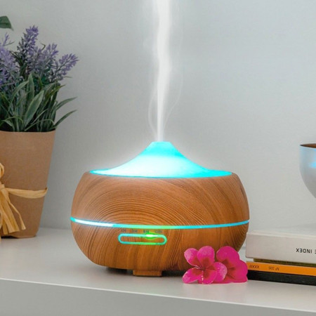 Humidificateur Diffuseur d'Arômes avec LED et Effet Bois