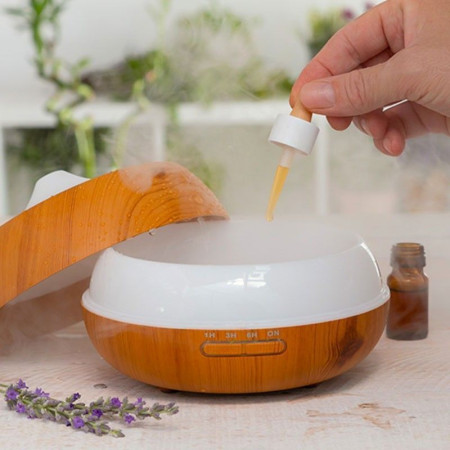 Humidificateur Diffuseur d'Arômes avec LED et Effet Bois