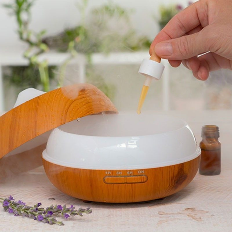 Humidificateur Diffuseur d'Arômes avec LED et Effet Bois