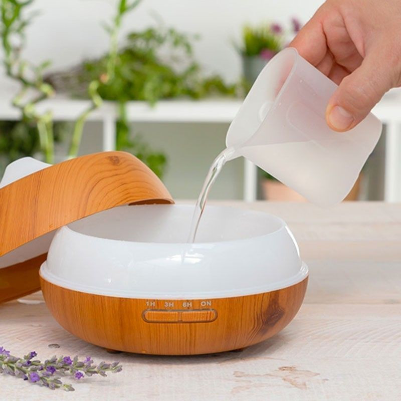 Humidificateur Diffuseur d'Arômes avec LED et Effet Bois