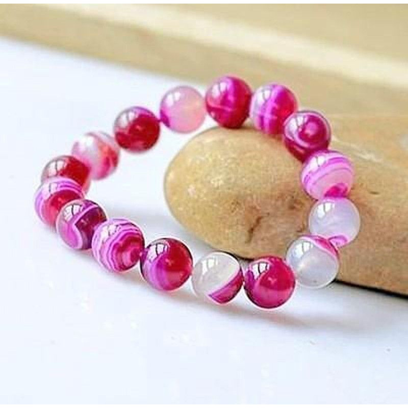 Bracelet Lithothérapie en Agate Rose - Chance, paix intérieure