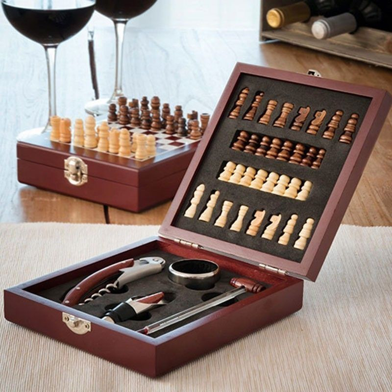 Ensemble d'Accessoires à Vin et Échecs (37 Pièces)
