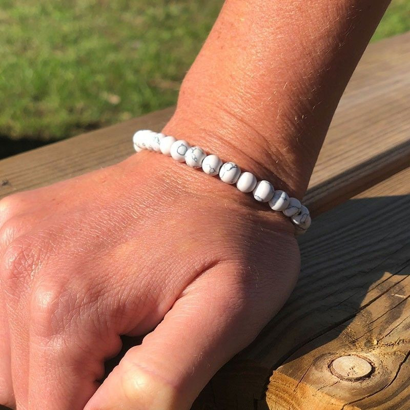 Bracelet stabilisant en Howlite Blanche