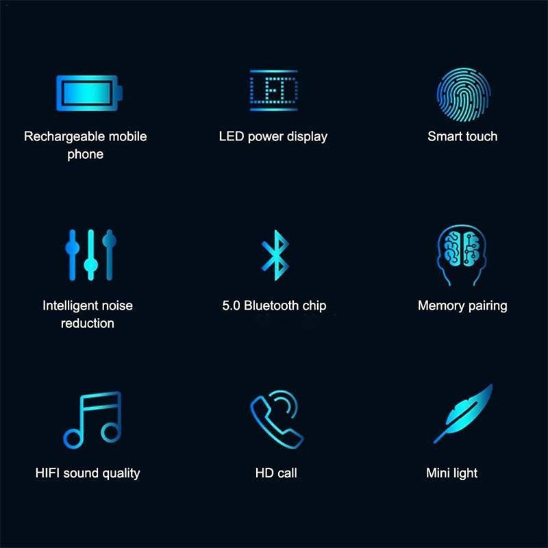 Écouteurs Stéréo sans Fil Bluetooth V5.0 + Coffret de Charge 2000 mAh