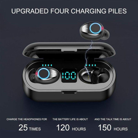Écouteurs Stéréo sans Fil Bluetooth V5.0 + Coffret de Charge 2000 mAh